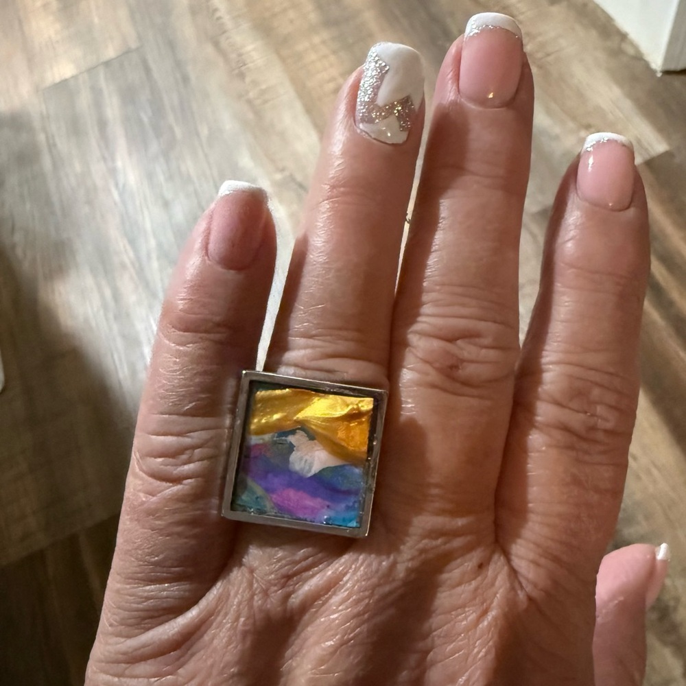 Vibrant Multicolor Square Ring